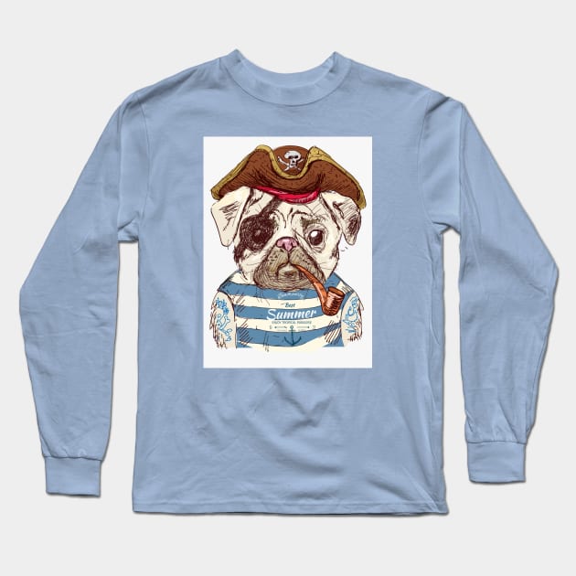 Pirate Pug! Long Sleeve T-Shirt by HELLINISMOS